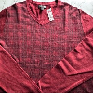 BURGUNDY Men’s long sleeve V-Neck Shirt